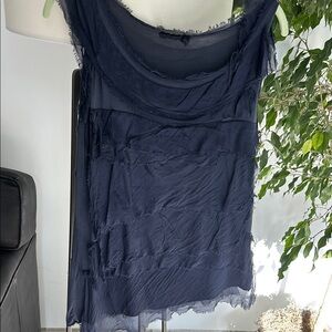 Elegant Navy Layered Sleeveless Top